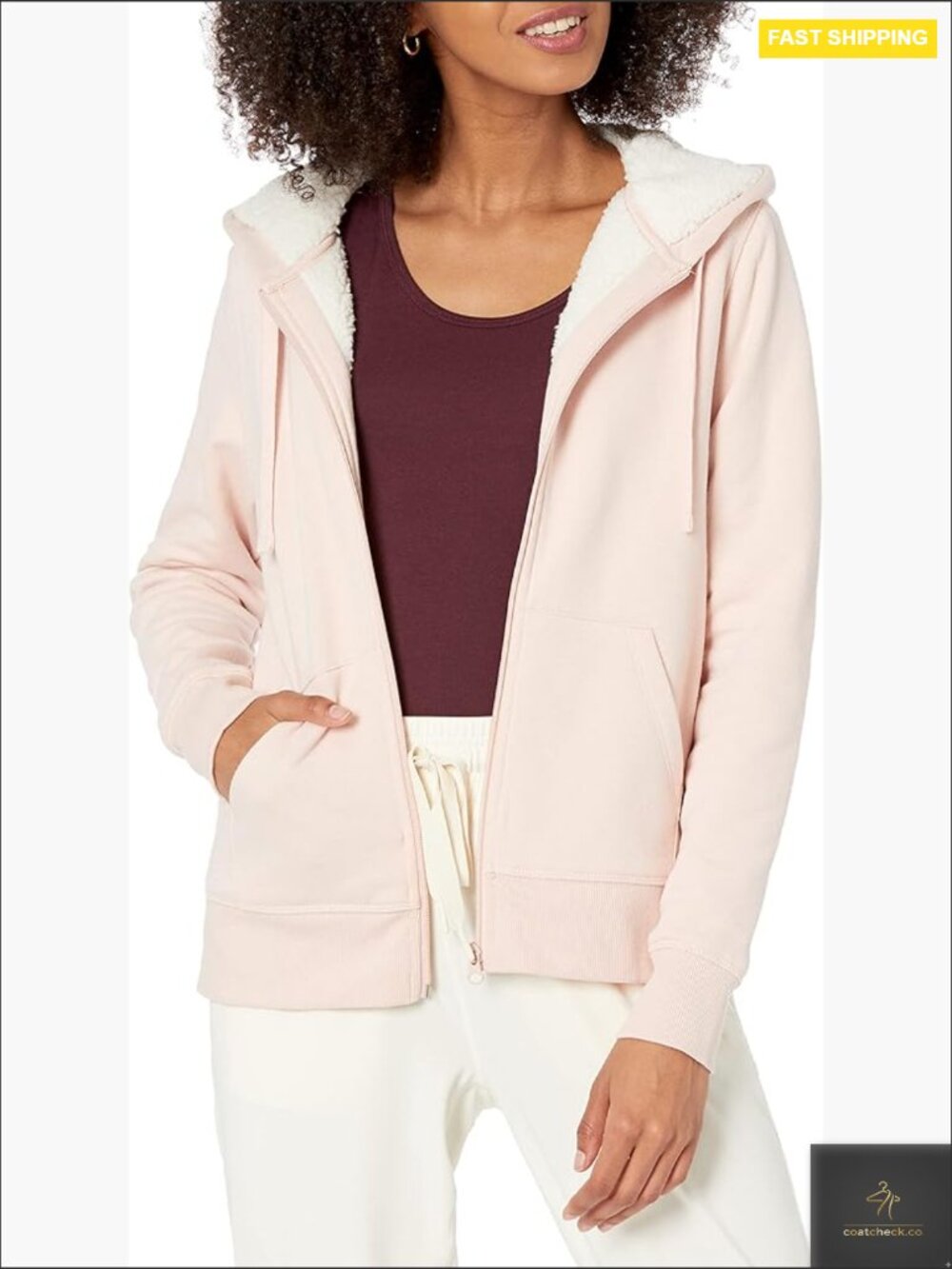 Sherpa-Lined Fleece Full-Zip Hooded Jacket Cozy Warm Winter Coat Plus Size